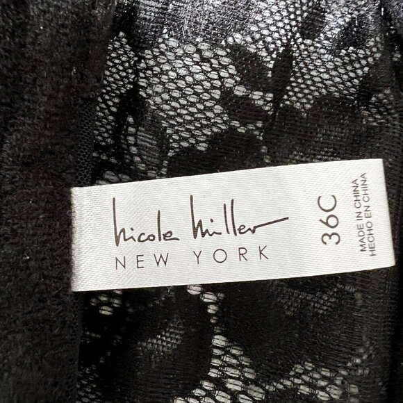 Nicole Miller Black Lace Power Mesh‎ Bustier Removable Straps Hook & Eye Sz 36C - Picture 4 of 10